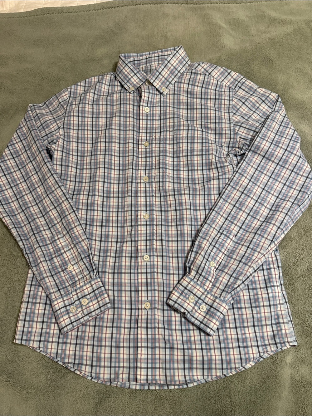 Southern Tide Boys Plaid Button-Down Shirt in Light Blue, White & Navy